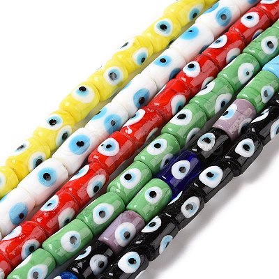 Handmade Evil Eye Lampwork Beads Strands LAMP-F027-01-1