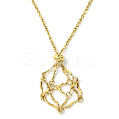 Crystal Cage Holder Necklace NJEW-JN04606-02-1