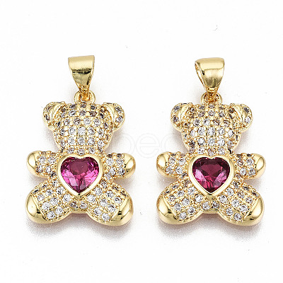 Brass Micro Pave Clear Cubic Zirconia Pendants X-ZIRC-S067-213-NF-1