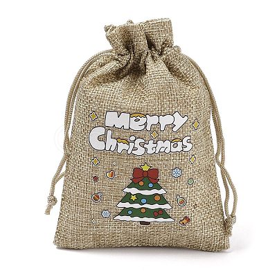 Christmas Printed Burlap Packing Pouches Drawstring Bags ABAG-Q053-02A-03-1