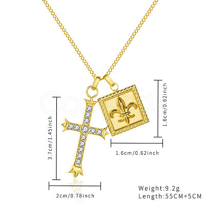 Stainless Steel Gold Cross Star Necklaces WJ2028-1-1