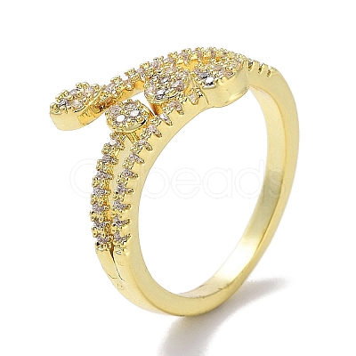 Brass Micro Pave Cubic Zirconia Cuff Rings RJEW-G310-14G-1