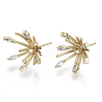 Brass Micro Pave Cubic Zirconia Stud Earring Findings X-KK-N233-045-NF-1