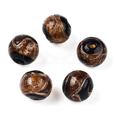 Handmade Gold Sand Lampwork Beads LAMP-T019-12mm-02-1