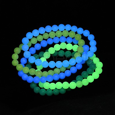 Noctilucent Stone/Synthetic Luminous Stone Beads Stretch Bracelets BJEW-JB06619-1