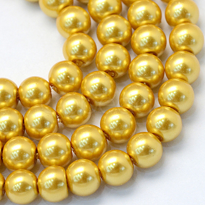 Baking Painted Pearlized Glass Pearl Round Bead Strands HY-Q003-10mm-31-1