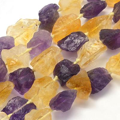 Rough Raw Natural Amethyst and Citrine Beads Strands G-K202-22B-1