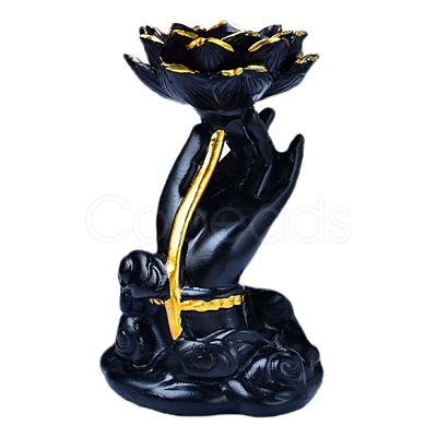 Buddha Hand Holding Lotus Resin Crystal Ball Holders WICR-PW0016-04-1