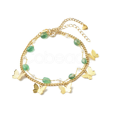 Natural Green Agate Beads Anklets Set for Girl Women AJEW-AN00450-04-1