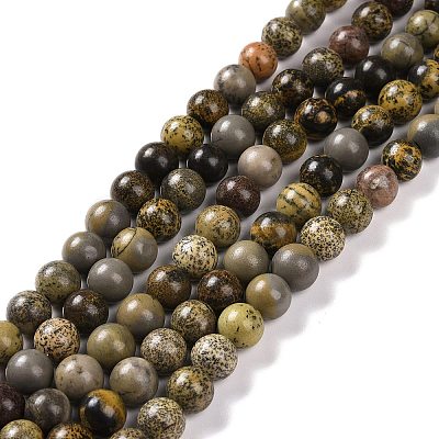 Natural Dendritic Jasper Beads Strands G-H1632-6MM-1