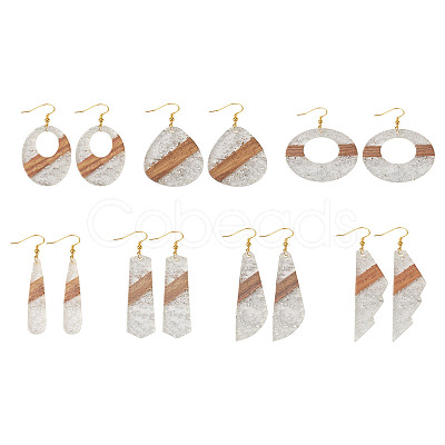 Biyun 14Pcs 7 Styles Transparent Resin & Walnut Wood Pendants RESI-BY0001-06-1