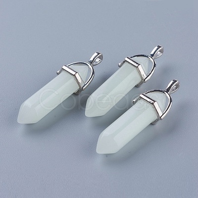 Synthetic Luminous Stone Double Terminated Pointed Pendants G-P359-03A-1