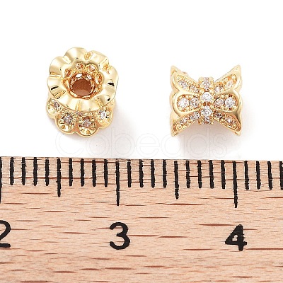 Brass Micro Pave Clear Cubic Zirconia Beads KK-P271-39A-05-1