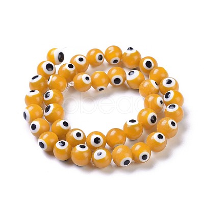 Handmade Evil Eye Lampwork Round Bead Strands LAMP-L055-10mm-01-1