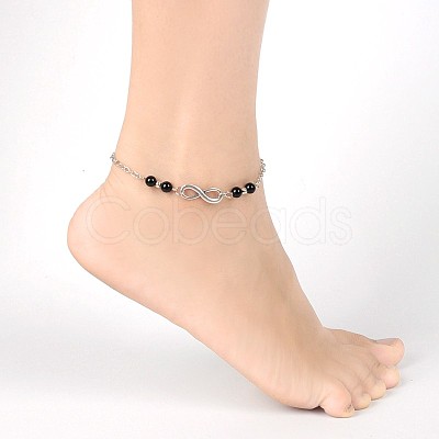 Fashion Tibetan Style Alloy Infinity Anklets AJEW-AN00071-07-1