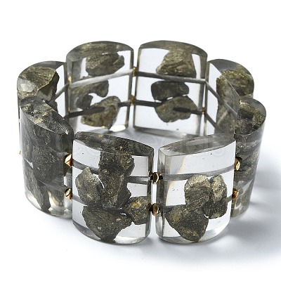 Natural Pyrite Stretch Bracelets BJEW-G702-06A-1