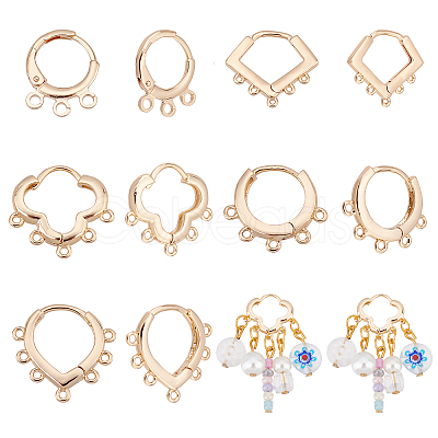 PandaHall Elite 10Pcs 5 Style Brass Hoop Earring Findings FIND-PH0005-44-1