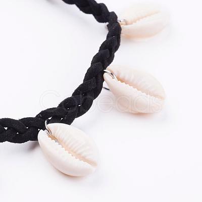 Fashion Style Cowrie Shell Charm Collar Choker Necklaces NJEW-N0052-024-1