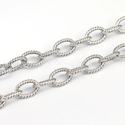 Tarnish Resistant 3.28 Feet 304 Stainless Steel Textured Cable Chains X-CHS-O005-67-1