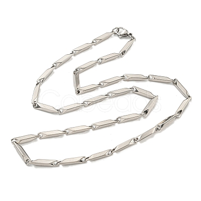 Non-Tarnish 201 Stainless Steel Rectangle Bar Link Chain Necklaces NJEW-Q336-05A-P-1