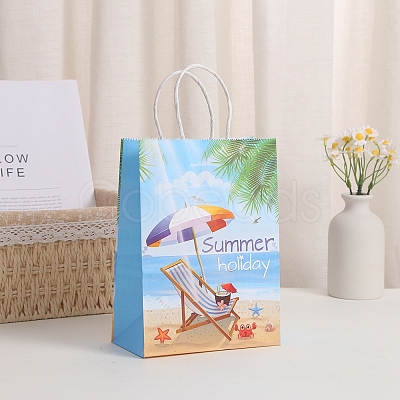 Summer Printed Paper Gift Tote Bags with Handles PW-WG5B93C-06-1