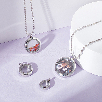 Unicraftale 4Pcs 4 Style 304 Stainless Steel Locket Pendants STAS-UN0047-28-1