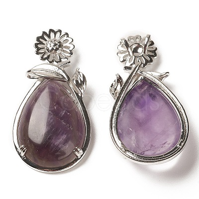 Natural Amethyst Pendants G-A031-02P-01-1