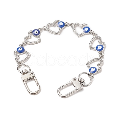 Alloy Enamel Heart with Evil Eye Link Chain Bag Extender Chains AJEW-BA00104-1