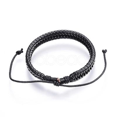 Adjustable PU Leather Cord Bracelets BJEW-P099-03B-1