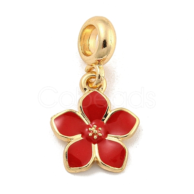 Rack Plating Alloy Enamel Flower European Dangle Charms FIND-B034-55G-08-1