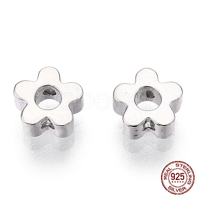 Rhodium Plated 925 Sterling Silver Beads STER-T004-74P-1