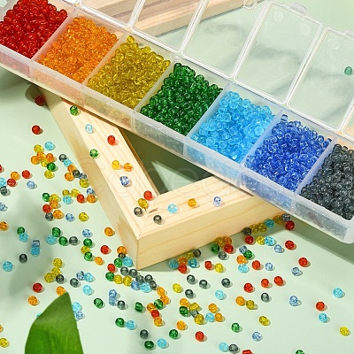 1400Pcs 7 Colors Glass Seed Beads SEED-YW0001-81-1