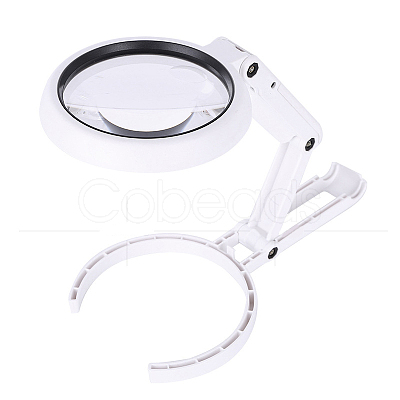 ABS Plastic Handheld and Desktop Foldable Illuminated Magnifier AJEW-L073-06-1