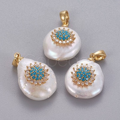 Natural Cultured Freshwater Pearl Pendants KK-L187-02B-1