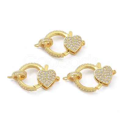 Brass Clear Cubic Zirconia Lobster Claw Clasps KK-B046-03G-1