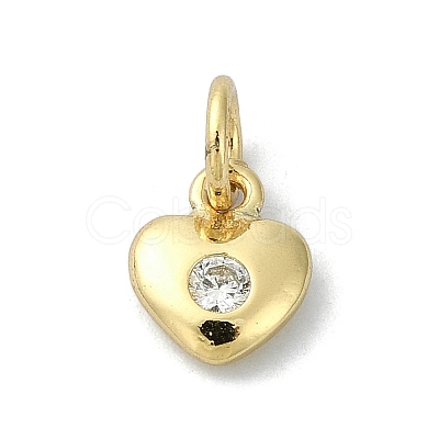 Heart Theme Brass Micro Pave Cubic Zirconia Charms KK-H475-56G-08-1