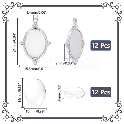 Unicraftale DIY Blank Oval Pendant Making Kit DIY-UN0005-07-1