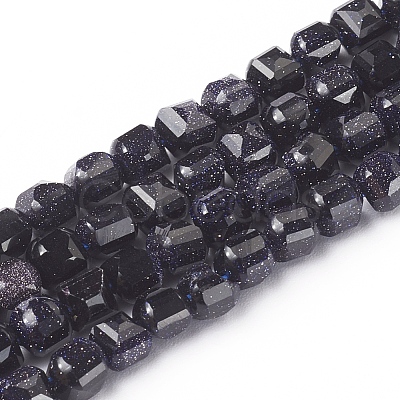 Synthetic Blue Goldstone Beads Strands G-I270-08-1