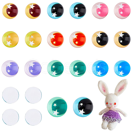 SUPERFINDINGS 36Pcs 18 Style Star Two Tone Wiggle Googly Eyes Cabochons DIY Scrapbooking Crafts Toy Accessories GLAA-FH0001-57-1
