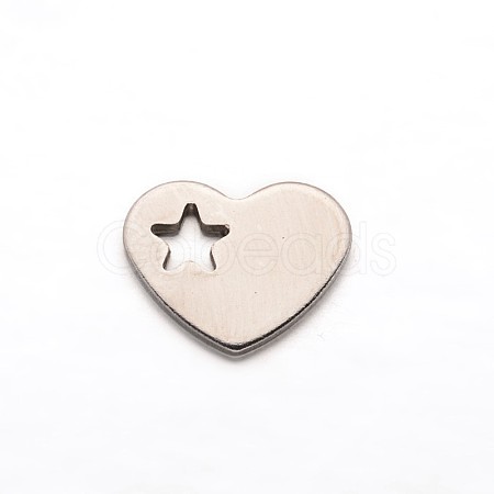 Heart with Star 304 Stainless Steel Charms STAS-M211-02-1