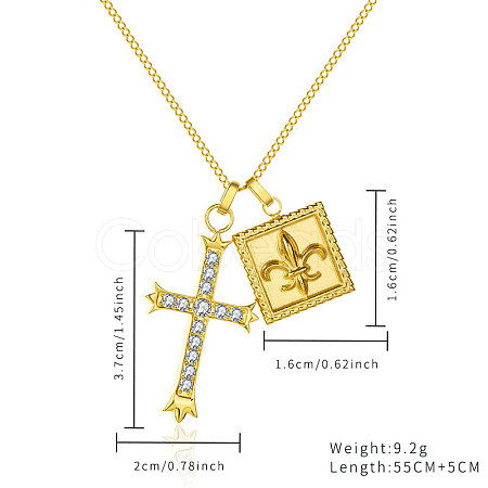 Stainless Steel Gold Cross Star Necklaces WJ2028-1-1