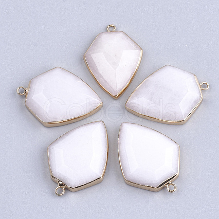 Electroplate Natural White Jade Pendants G-S344-20G-1