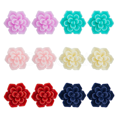 FIBLOOM 6 Pairs 6 Colors 3D Flower Polymer Clay Stud Earrings with 304 Stainless Steel Pins EJEW-FI0003-13-1