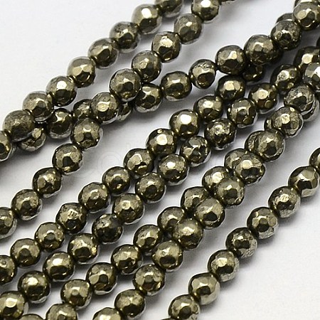 Natural Pyrite Beads Strands G-L031-4mm-03-1