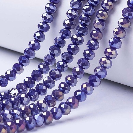 Electroplate Glass Beads Strands EGLA-A044-P1mm-B07-1