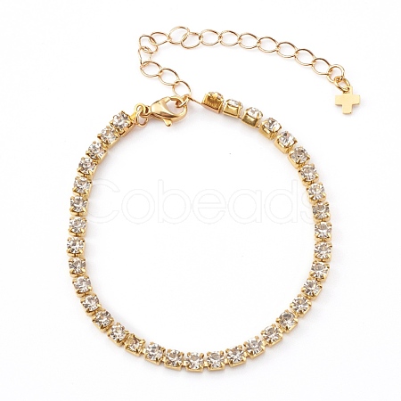 Brass Rhinestone Strass Chain Bracelets BJEW-JB06002-1