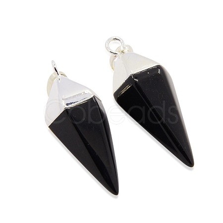 Cone Pendulum Black Agate Pendants G-N0057-14-1
