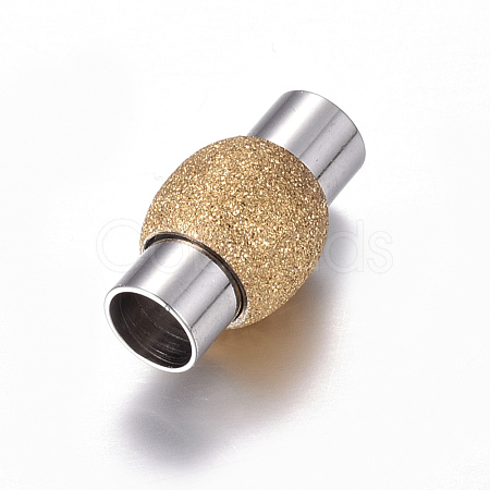 304 Stainless Steel Textured Magnetic Clasps with Glue-in Ends STAS-G008-4-1