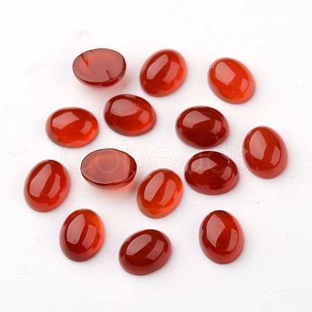 Grade A Natural Red Agate Oval Cabochons G-L394-11B-10x8mm-1