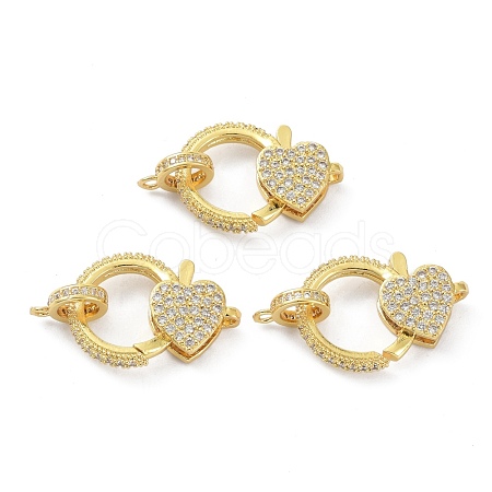 Brass Clear Cubic Zirconia Lobster Claw Clasps KK-B046-03G-1